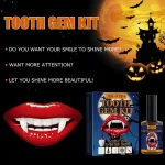 Juefish Tooth Gem Set Halloween White Teeth