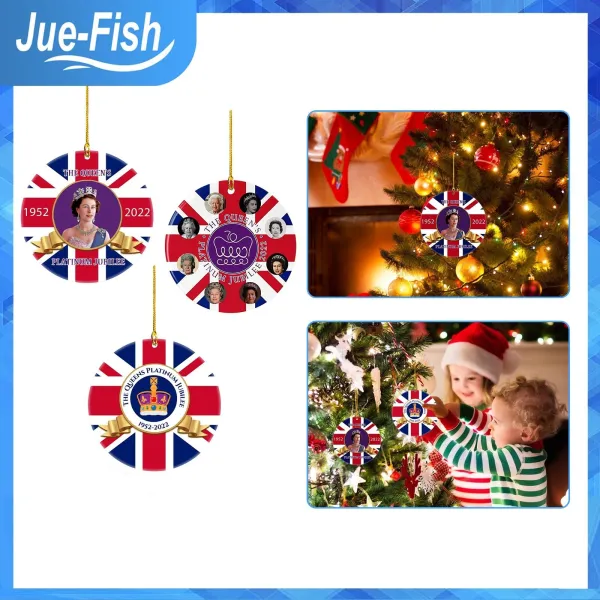 Jue Fish Queen Elizabeth Christmas Pendant Platinum Jubilee Pendant Wooden