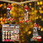 Jue-Fish 2024 6pcs Christmas Hanging Pendants Wooden Dog Ornament