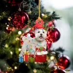 Jue-Fish 2024 6pcs Christmas Hanging Pendants Wooden Dog Ornament