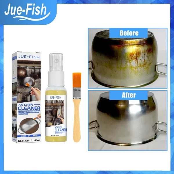 Jue-Fish Oil Stain Cleaner - Heavy Oil Grease Cooktop Range Hood Cleaner Spray