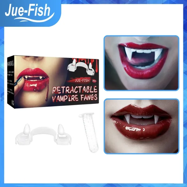 Jue Fish Halloween Cosplay Retractable Vampire Teeth Dentures Zombie Teeth