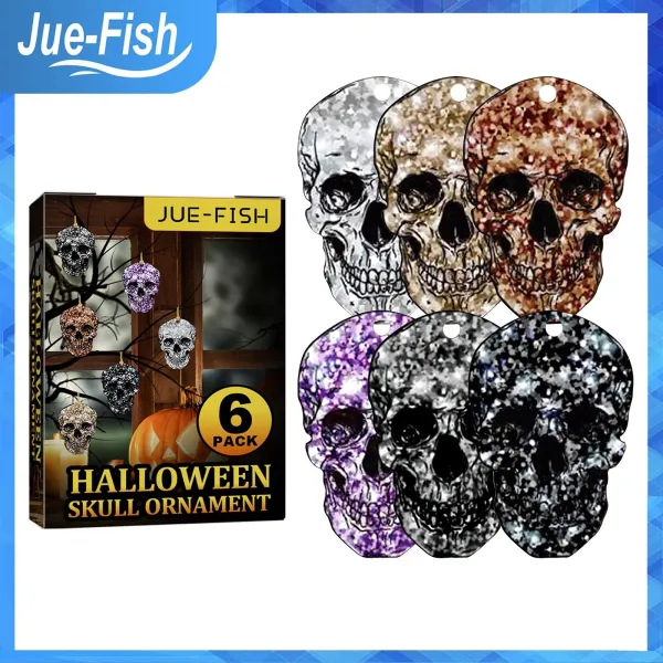 Jue Fish Halloween Skull Wooden Pendant Decoration